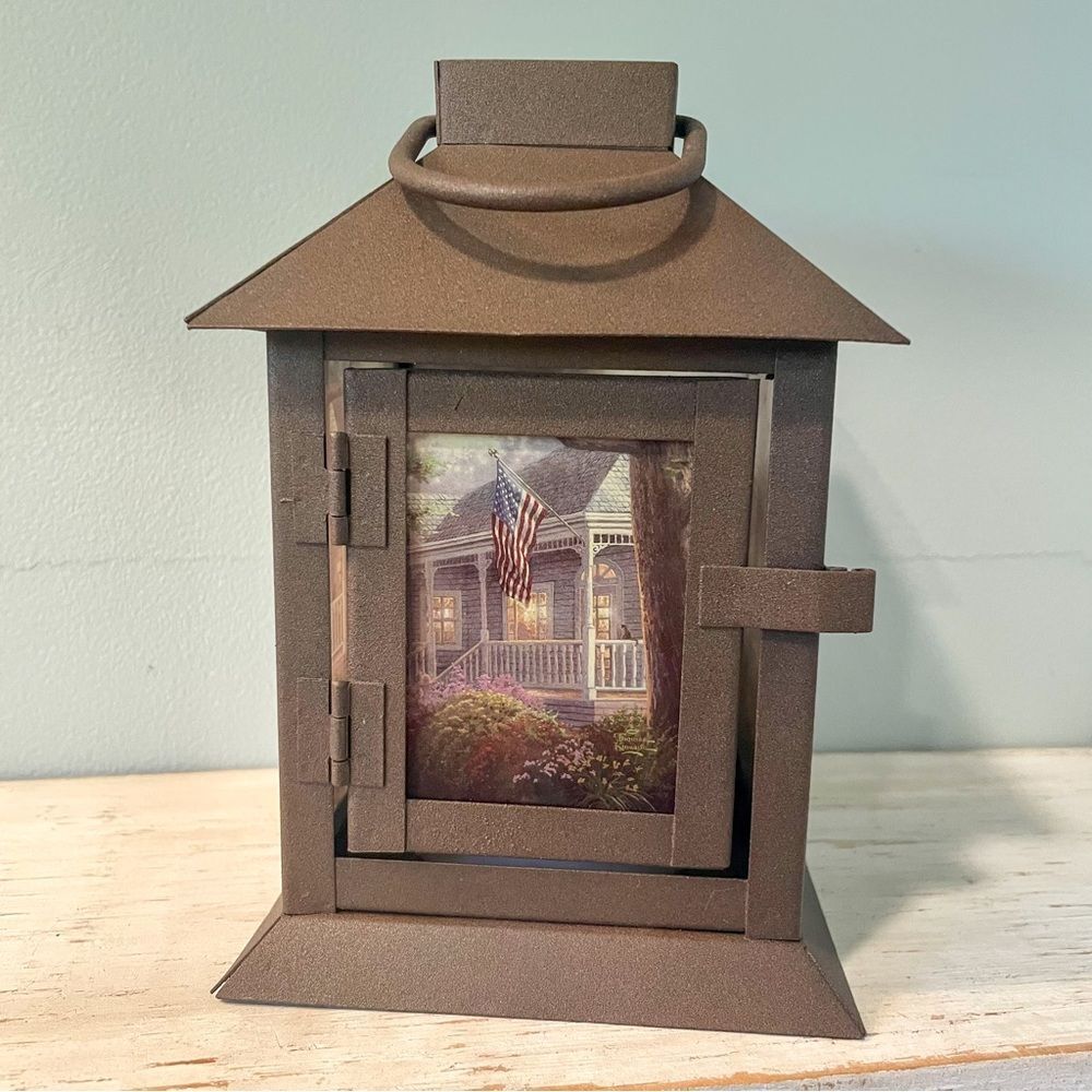 Thomas Kinkade Hometown Pride Lantern | Patriotic Americana Home Decor